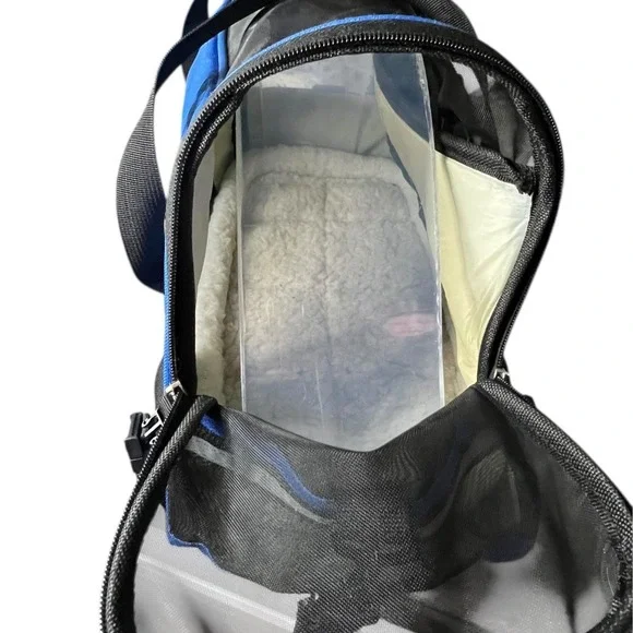 OxGord Blue Soft Sided Pet Carrier Small Dog/Cat Travel Bag with Fleece Bed 18in - Picture 6 of 7